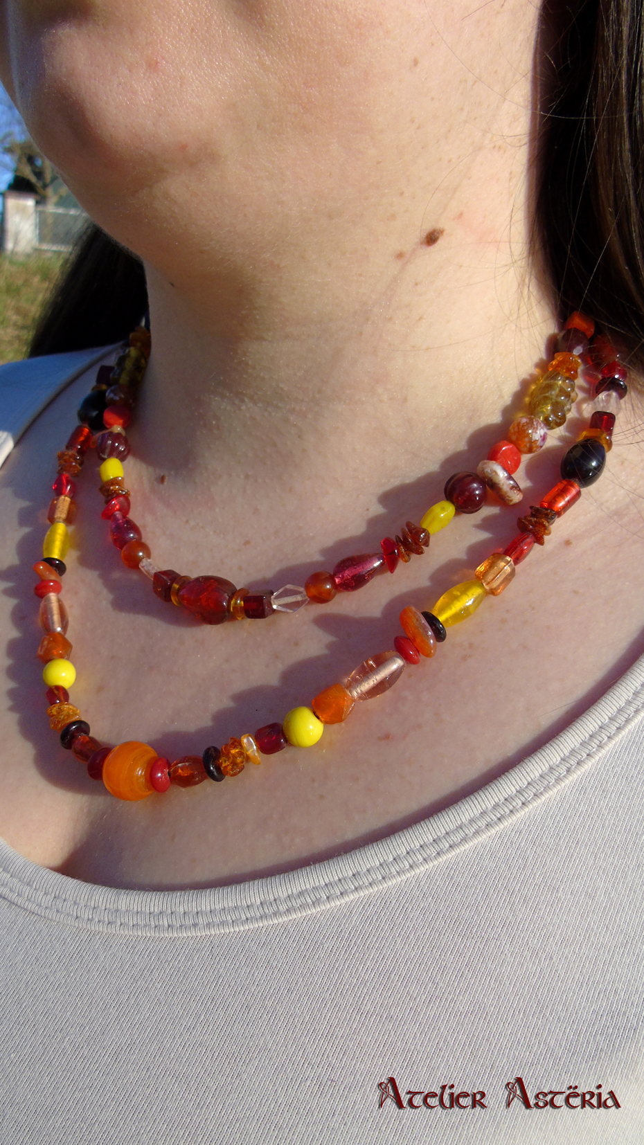 Collier viking : perles verre et gemmes – Image 12