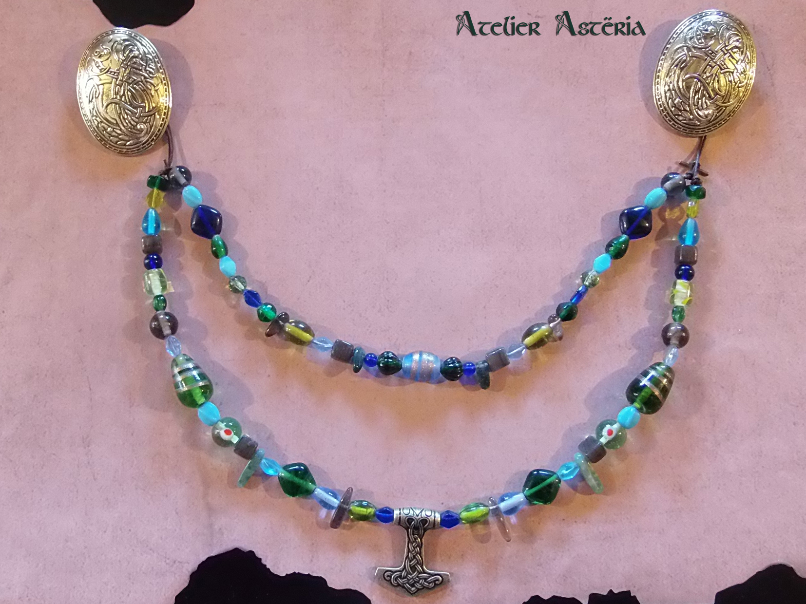 Collier viking : perles verre et gemmes – Image 10