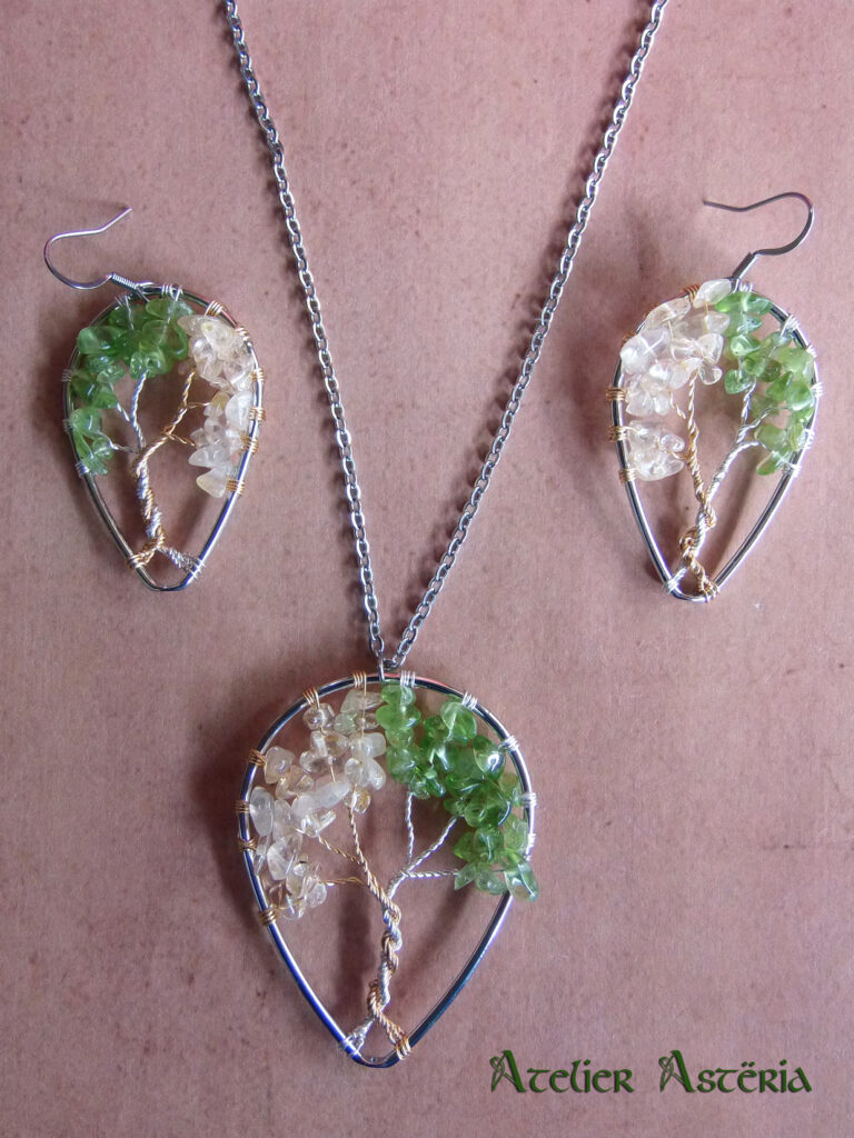 Philemon & Baucis : collier arbre pierres gemmes